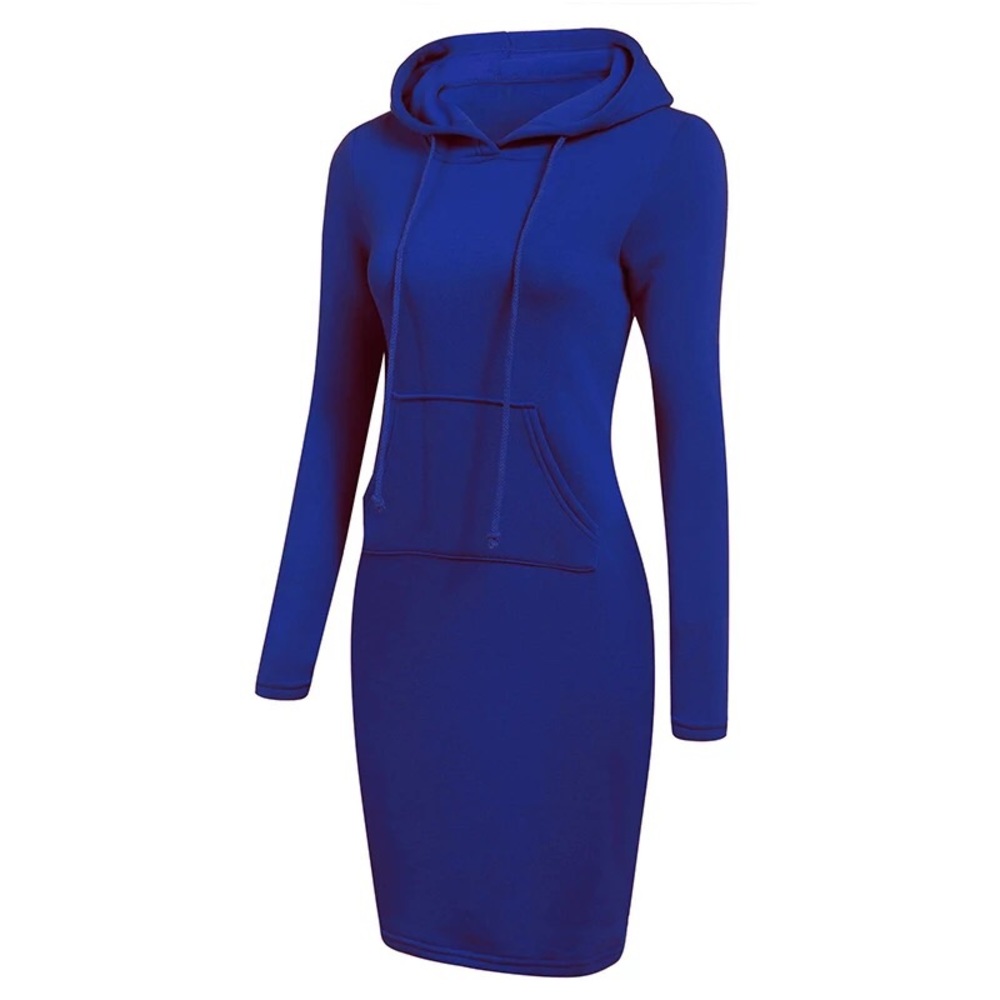pullover hoodie dress- blue